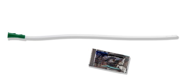 uncoated male straight catheter with separate sterile lubricant packet